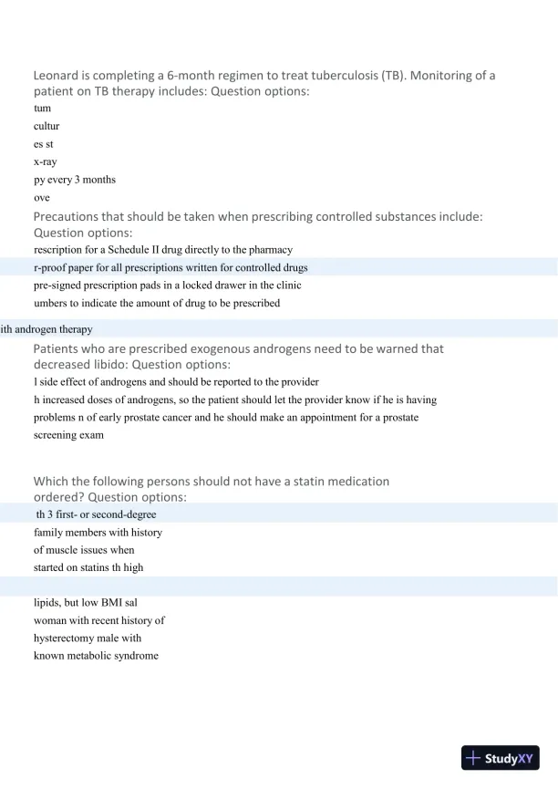2024-2025 MN553 Advanced Pharmacology Final Exam with Answers (94 Solved Questions) - Page 9 preview image