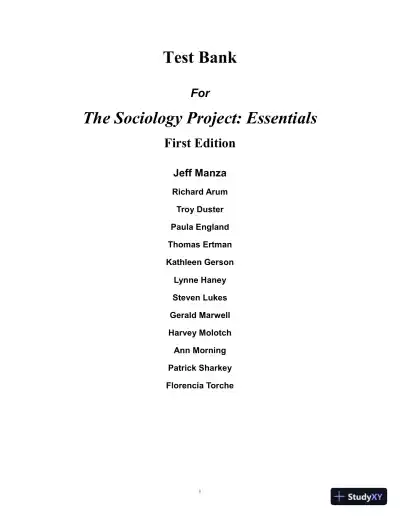 Test Bank for The Sociology Project: Essentials - Page 1 preview image