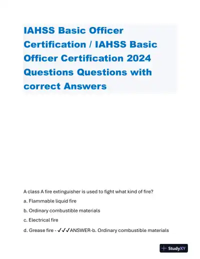 2024 IAHSS Healthcare Assessment Basic Officer Certification With Answers (88 Solved Questions) - Page 1 preview image
