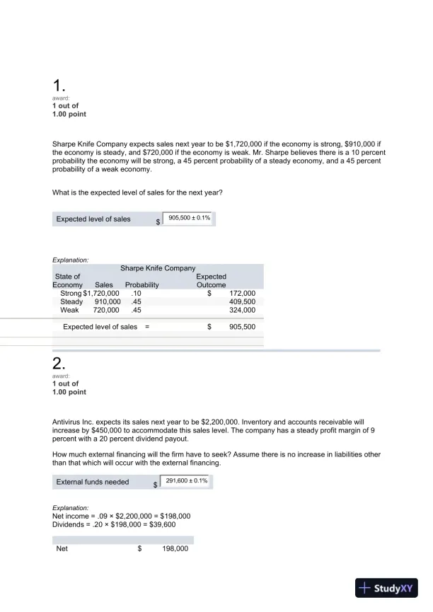 Liberty University BUSI 320 connect homework 3 correct answers 100% guaranteed with explanations - Page 4 preview image