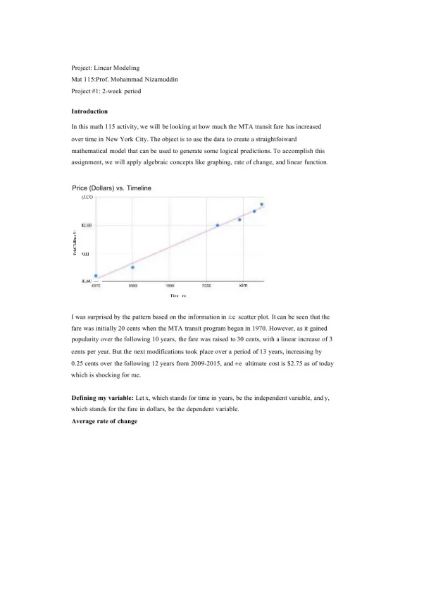 Analyzing MTA Transit Fare Trends with Linear Mode - Page 1 preview image