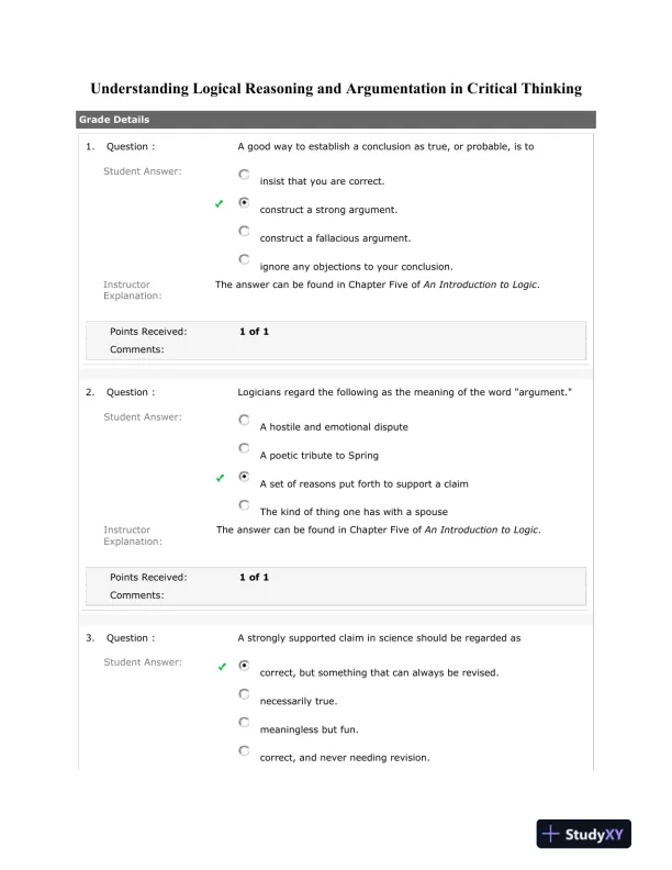 Understanding Logical Reasoning and Argumentation in Critical Thinking - Page 1 preview image