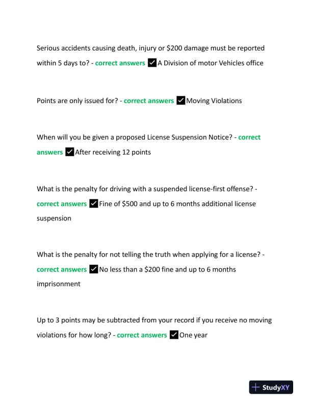 2023 NJ License DMV Permit Test With Answers (150 Solved Questions) - Page 3 preview image