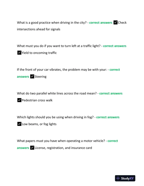 2023 NJ License DMV Permit Test With Answers (150 Solved Questions) - Page 6 preview image