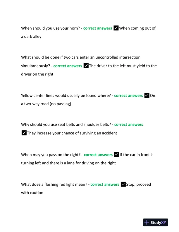 2023 NJ License DMV Permit Test With Answers (150 Solved Questions) - Page 7 preview image
