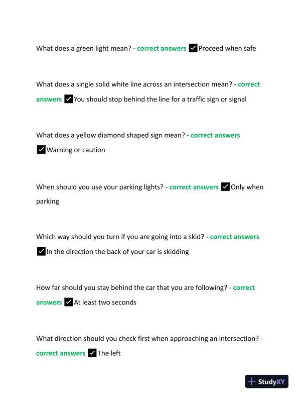 2023 NJ License DMV Permit Test With Answers (150 Solved Questions) - Page 8 preview image