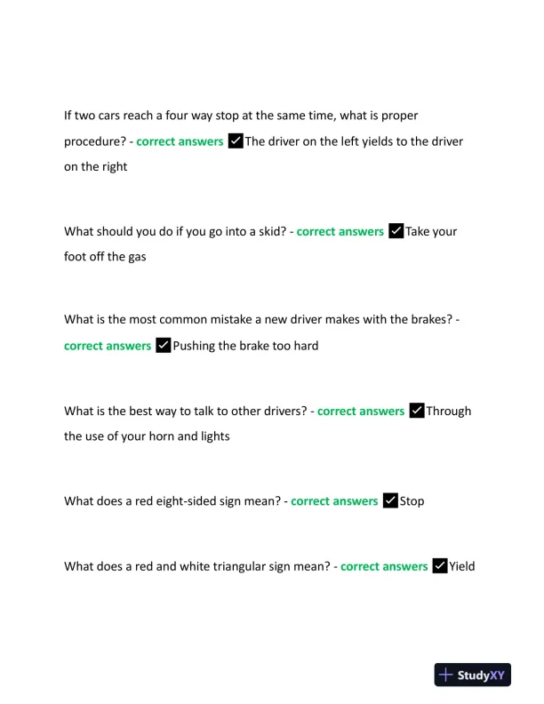 2023 NJ License DMV Permit Test With Answers (150 Solved Questions) - Page 9 preview image