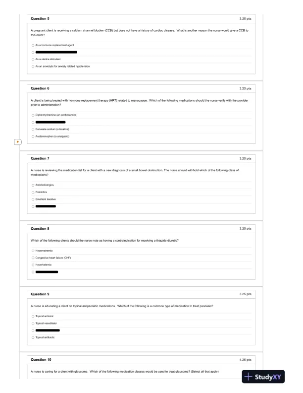 2021 NR293 Pharmacology Final Exam With Answers (60 Solved Questions) - Page 3 preview image