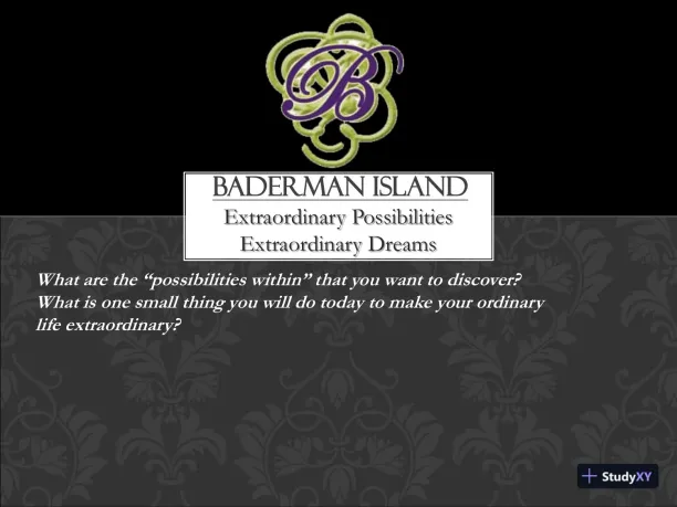 Extraordinary Possibilities, Extraordinary Dreams - Baderman Island - Page 1 preview image