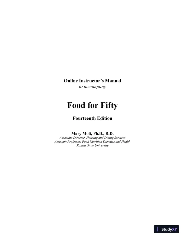 Food for Fifty, 14th Edition Test Bank - Page 1 preview image