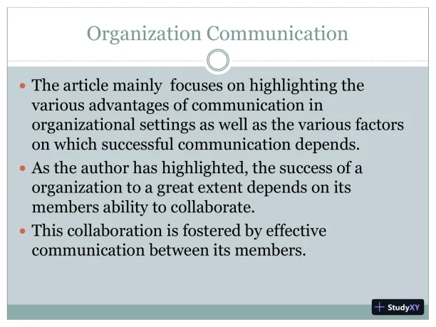 Organization Communication - Page 1 preview image