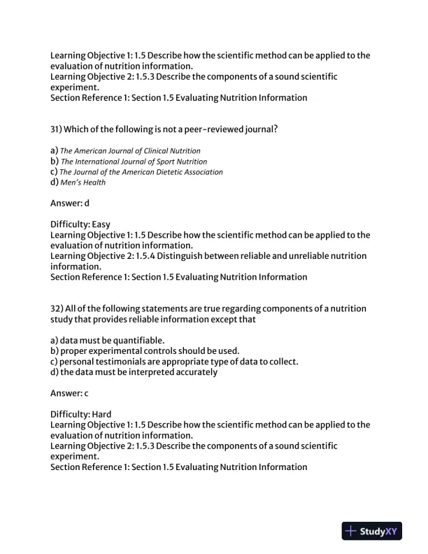 Visualizing Nutrition: Everyday Choices 3rd Edition Test Bank - Page 14 preview image