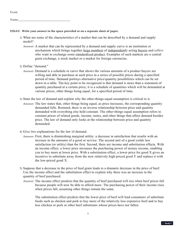 Test Bank for Microeconomics, 21st Edition - Page 1 preview image