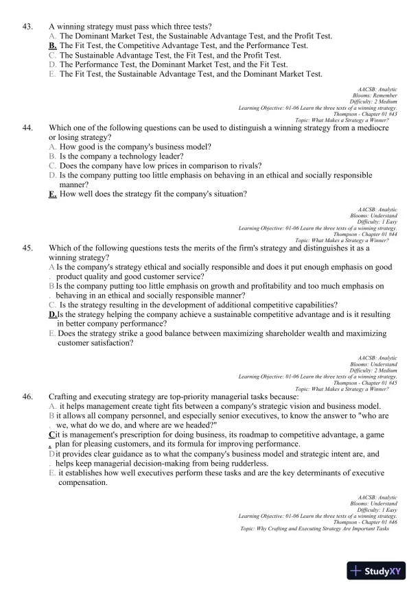 Crafting and Executing Strategy: Concepts and Readings, 19th Edition Test Bank - Page 25 preview image