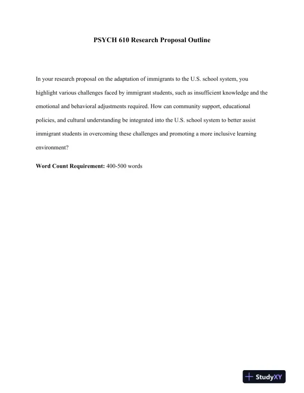 PSYCH 610 Research Proposal Outline - Page 1 preview image
