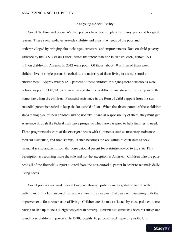 Analyzing a Social Policy : Ethics and Social Justice - Page 3 preview image