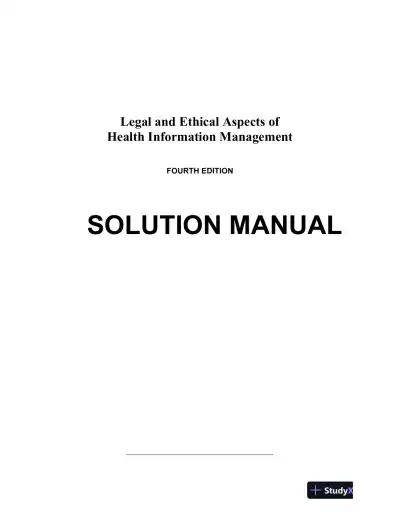 Legal And Ethical Aspects Of Health Information Management, 4th Edition Solution Manual - Page 1 preview image
