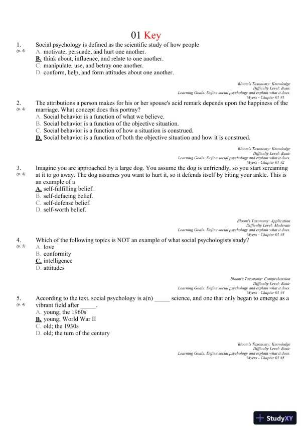 Test Bank For Social Psychology, 11th Edition - Page 16 preview image