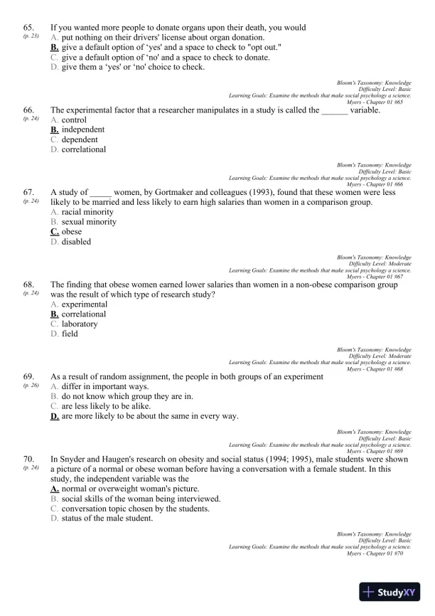 Test Bank For Social Psychology, 11th Edition - Page 27 preview image