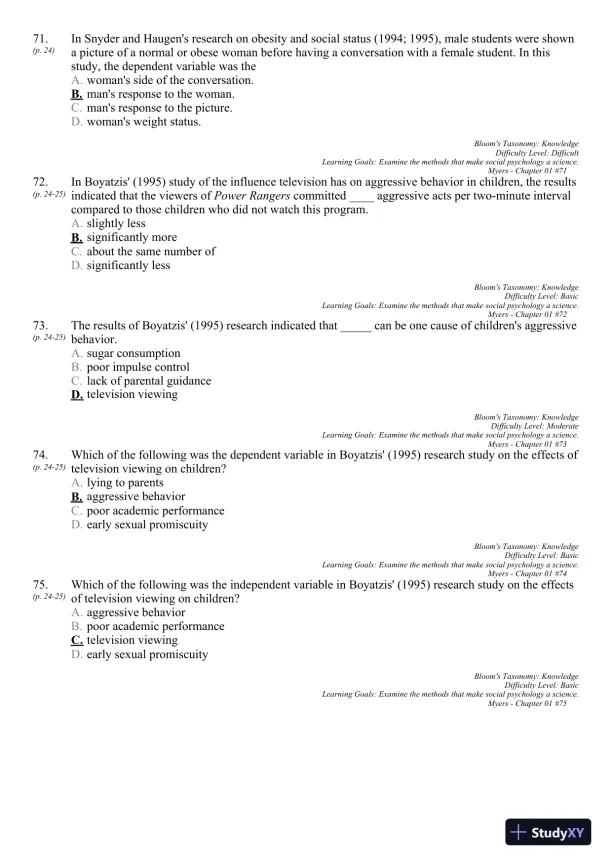 Test Bank For Social Psychology, 11th Edition - Page 28 preview image