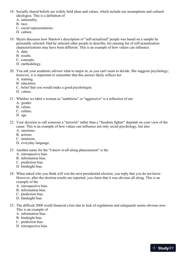Test Bank For Social Psychology, 11th Edition - Page 4 preview image