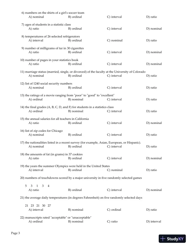 Elementary Statistics: Picturing the World, 7th Edition Test Bank - Page 4 preview image