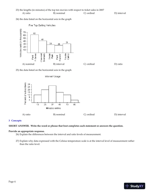 Elementary Statistics: Picturing the World, 7th Edition Test Bank - Page 5 preview image