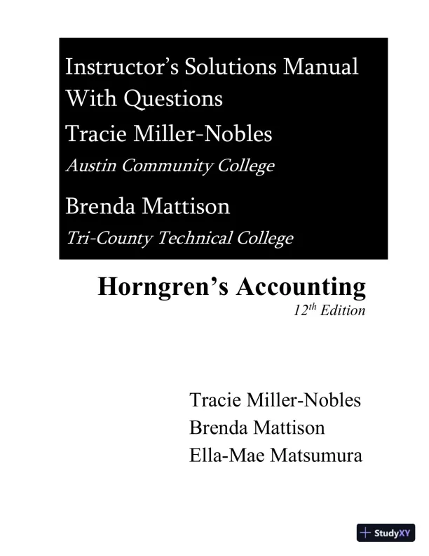 Horngren's Accounting, 12th Edition Solution Manual - Page 1 preview image