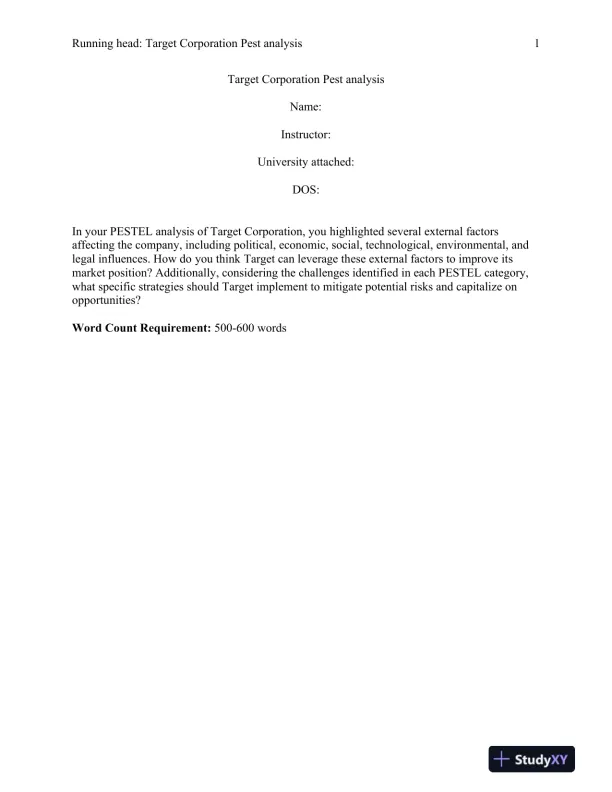 Target Corporation Pest analysis - Page 1 preview image
