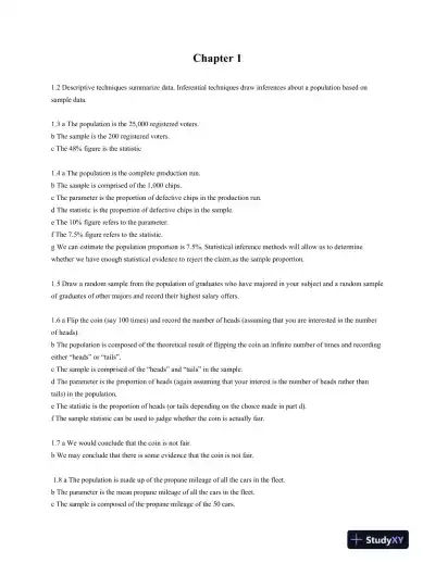 Statistics For Management And Economics + XLSTAT Bind-In , 11th Edition Solution Manual - Page 1 preview image