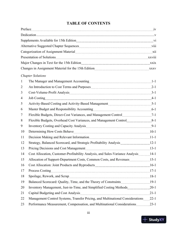 Solution Manual For Cost Accounting, 15th Edition - Page 3 preview image