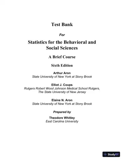 Test Bank for Statistics For The Behavioral And Social Sciences, 6th Edition - Page 1 preview image