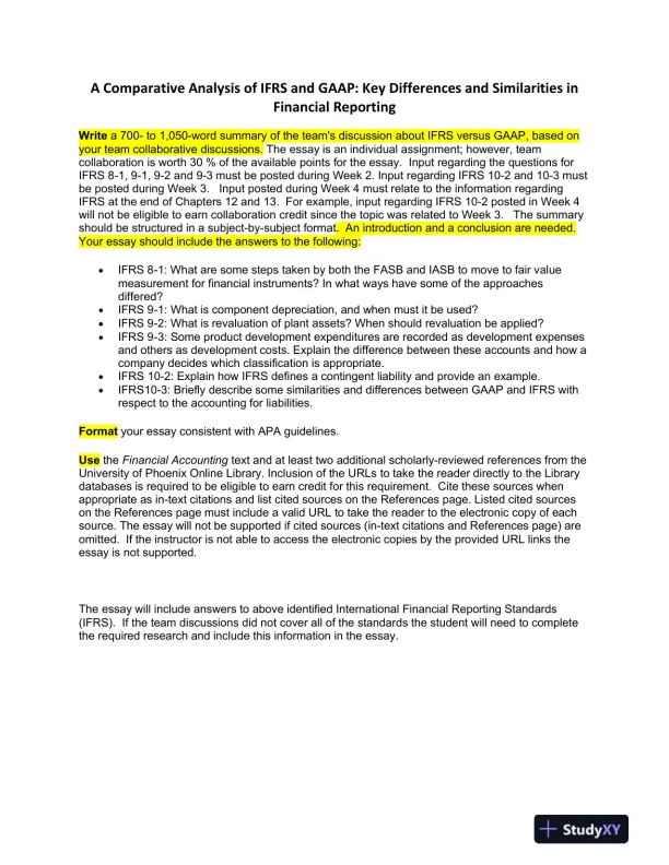 A Comparative Analysis of IFRS and GAAP: Key Differences and Similarities in Financial Reporting - Page 1 preview image