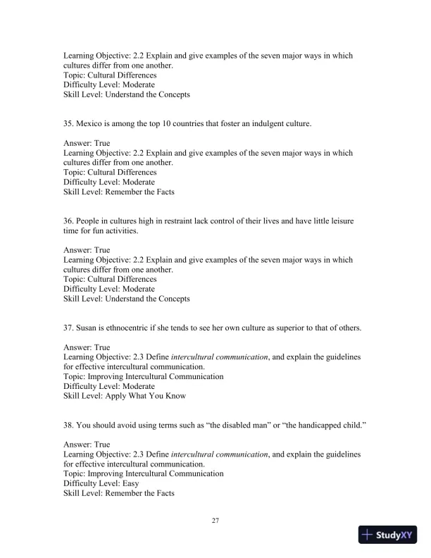 Test Bank for Interpersonal Messages , 4th Edition - Page 30 preview image