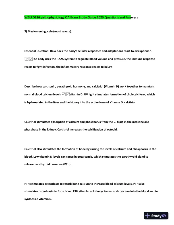 2023-2024 WGU D236 Pathophysiology Practice Exam with Answers (170 Solved Questions) - Page 15 preview image