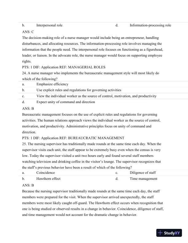 Test Bank For Nursing Leadership and Management, 3rd Edition - Page 10 preview image