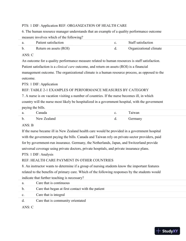 Test Bank For Nursing Leadership and Management, 3rd Edition - Page 14 preview image