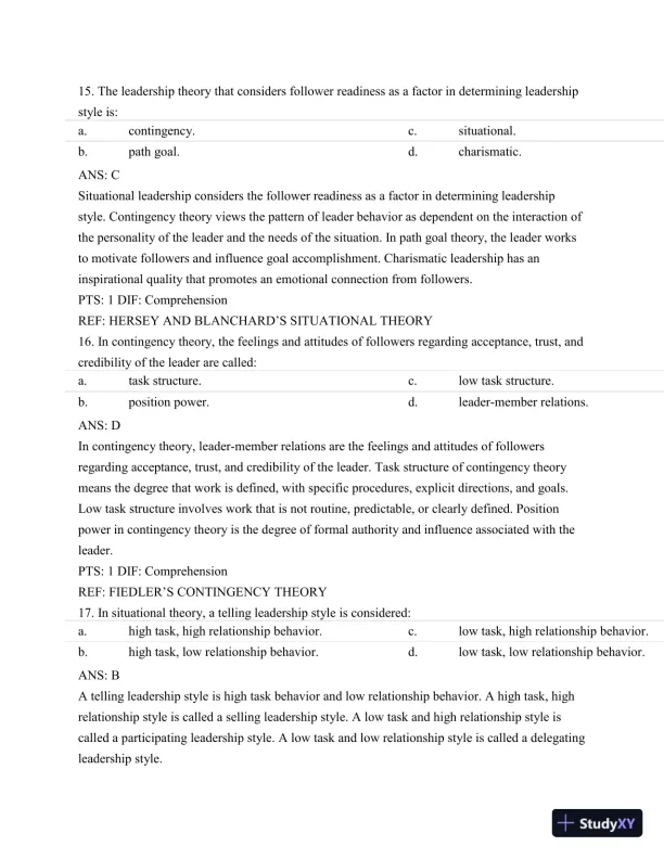 Test Bank For Nursing Leadership and Management, 3rd Edition - Page 7 preview image