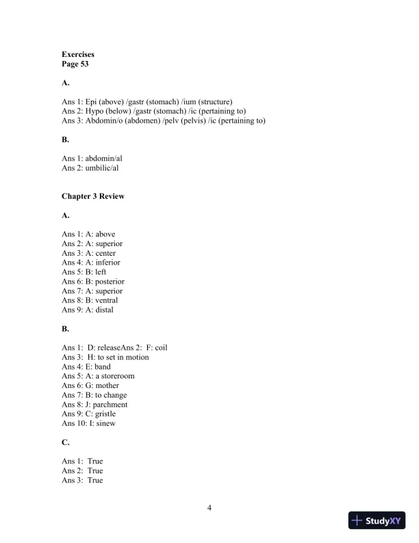 Solution Manual For Medical Language for Modern Health Care, 4th Edition - Page 12 preview image