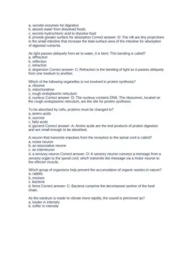 ATI TEAS Test Science Questions and Answers - Page 2 preview image