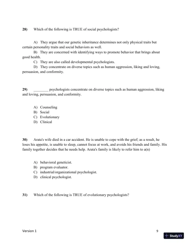 Test Bank for Understanding Psychology, 15th Edition (Chapters 1-5) - Page 10 preview image