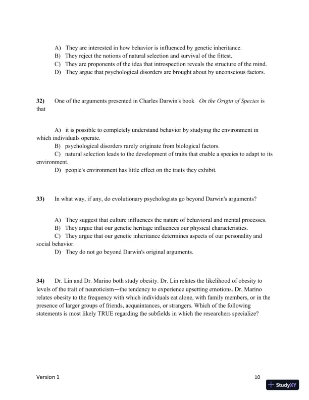 Test Bank for Understanding Psychology, 15th Edition (Chapters 1-5) - Page 11 preview image