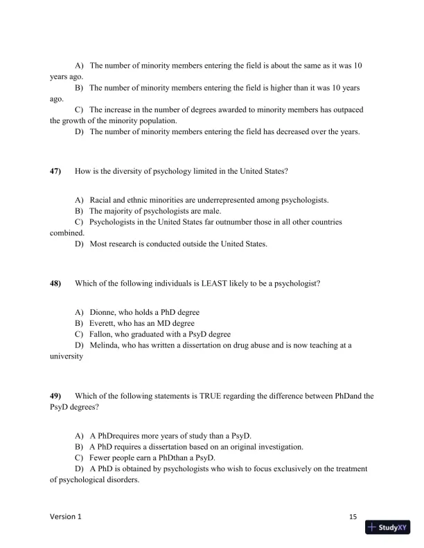 Test Bank for Understanding Psychology, 15th Edition (Chapters 1-5) - Page 16 preview image