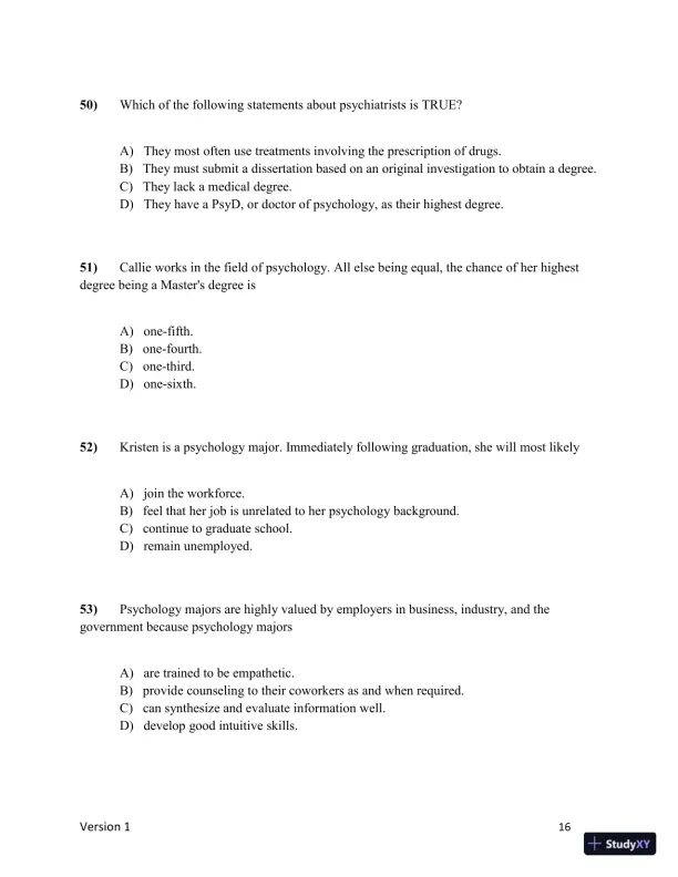 Test Bank for Understanding Psychology, 15th Edition (Chapters 1-5) - Page 17 preview image