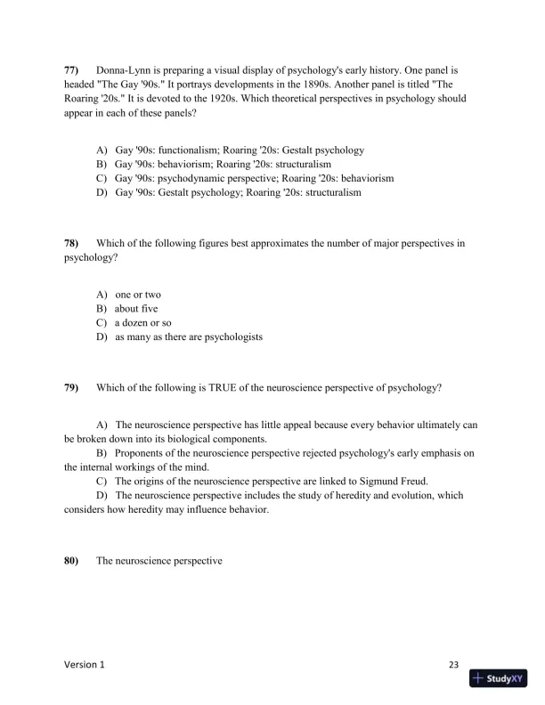 Test Bank for Understanding Psychology, 15th Edition (Chapters 1-5) - Page 24 preview image