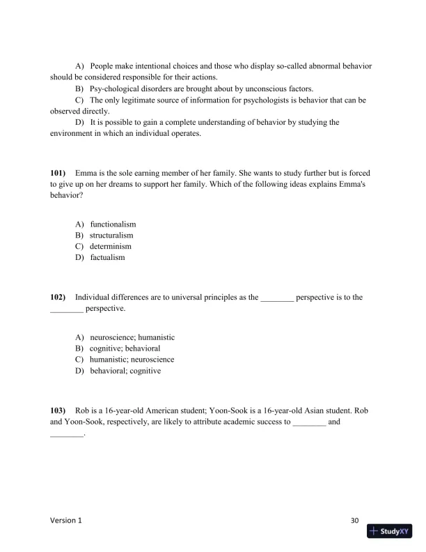 Test Bank for Understanding Psychology, 15th Edition (Chapters 1-5) - Page 31 preview image