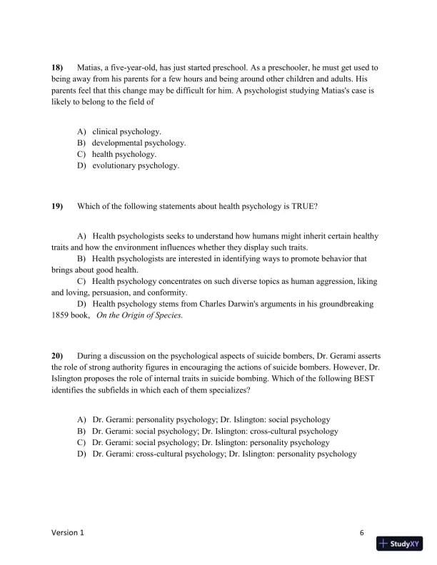 Test Bank for Understanding Psychology, 15th Edition (Chapters 1-5) - Page 7 preview image