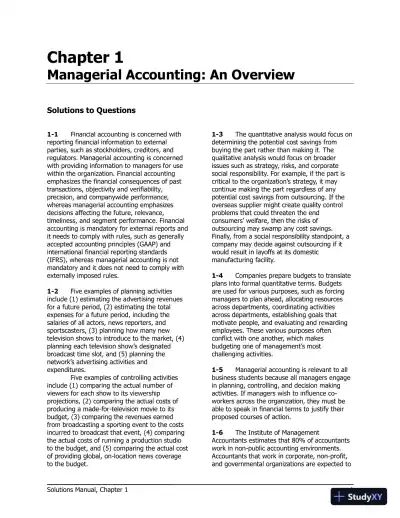 Managerial Accounting for Managers 4th Edition Solution Manual - Page 1 preview image