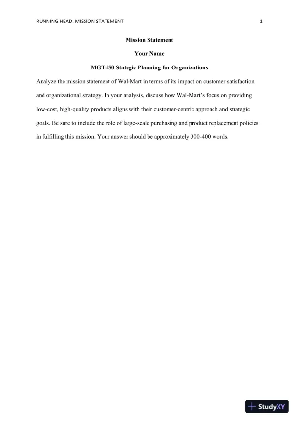 MGT450 Stategic Planning for Organizations - Page 1 preview image