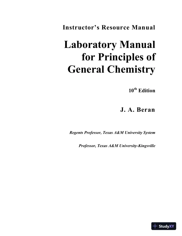 Lecture Notes for Laboratory Manual for Principles of General Chemistry , 10th Edition - Page 1 preview image